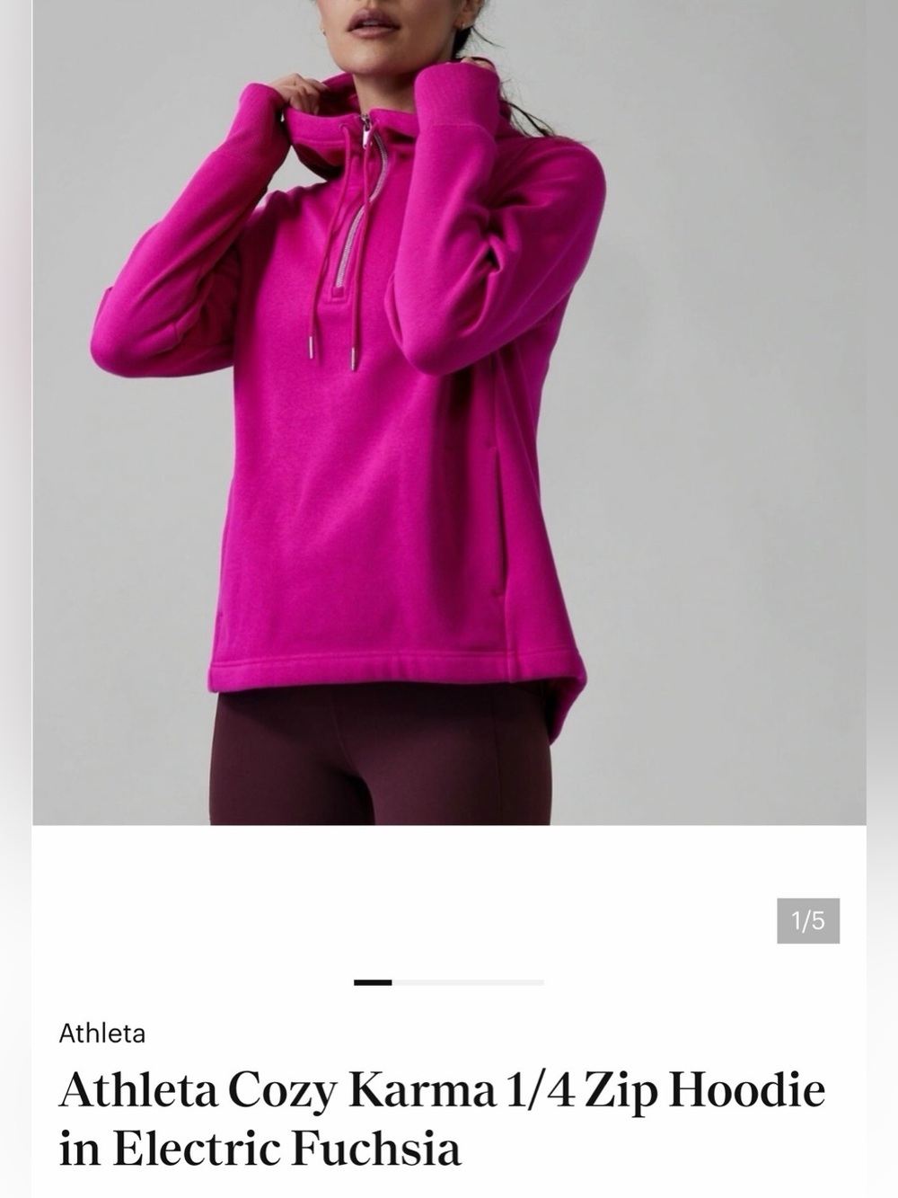 Athleta Fuchsia Half-Zip Hooded Pullover